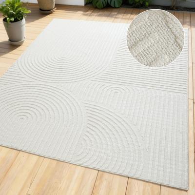Teppich OTTO HOME "Jola, In- und Outdoor geeignet, Hoch-Tief-Design, Scandi", weiß (natur), B:180cm H:9mm L:230cm, Kunstfaser, Teppiche, Teppich, Hoch-Tief-Struktur, Zen, Wetterfest & UV-beständig, Balkon, Camping