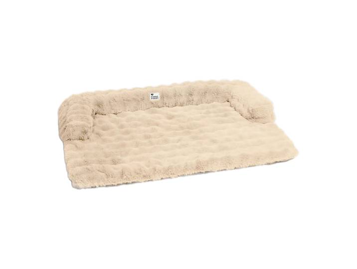 FUNNYFUZZY ondersteunend, knus huisdierenbed voor katten en honden, pluizig pluche met fluwelige textuur, sofabeschermer, afneembaar, machinewasbaar, neksteun, maat S, khaki