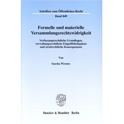 Formelle und materielle Versammlungsrechtswidrigkeit, Fachbücher von Sascha Werner