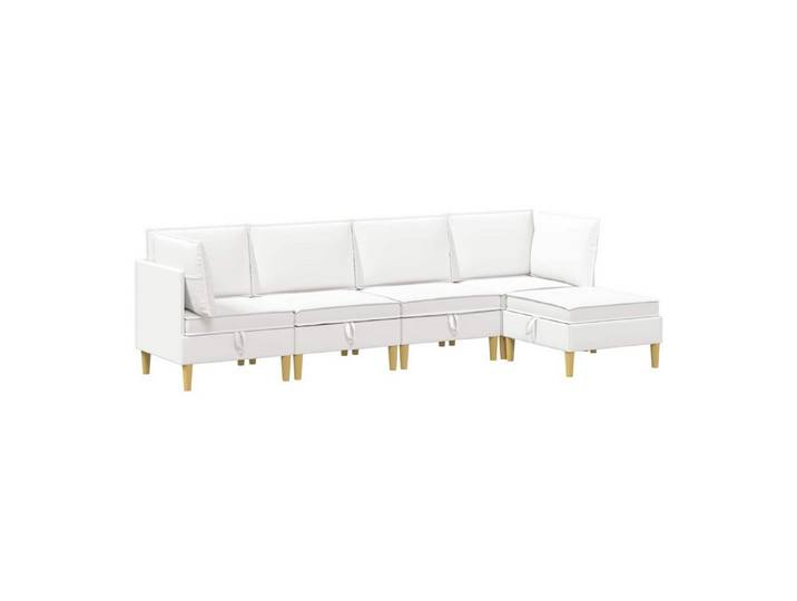 vidaXL Sitzgruppe Modular Sofa Set mit Stauraum 5 stk. Weiß Stoff, (5-tlg)