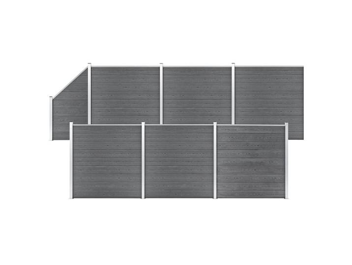 vidaXL WPC Zaun-Set 6 Quadrate + 1 Schräge 1138x186 cm Grau