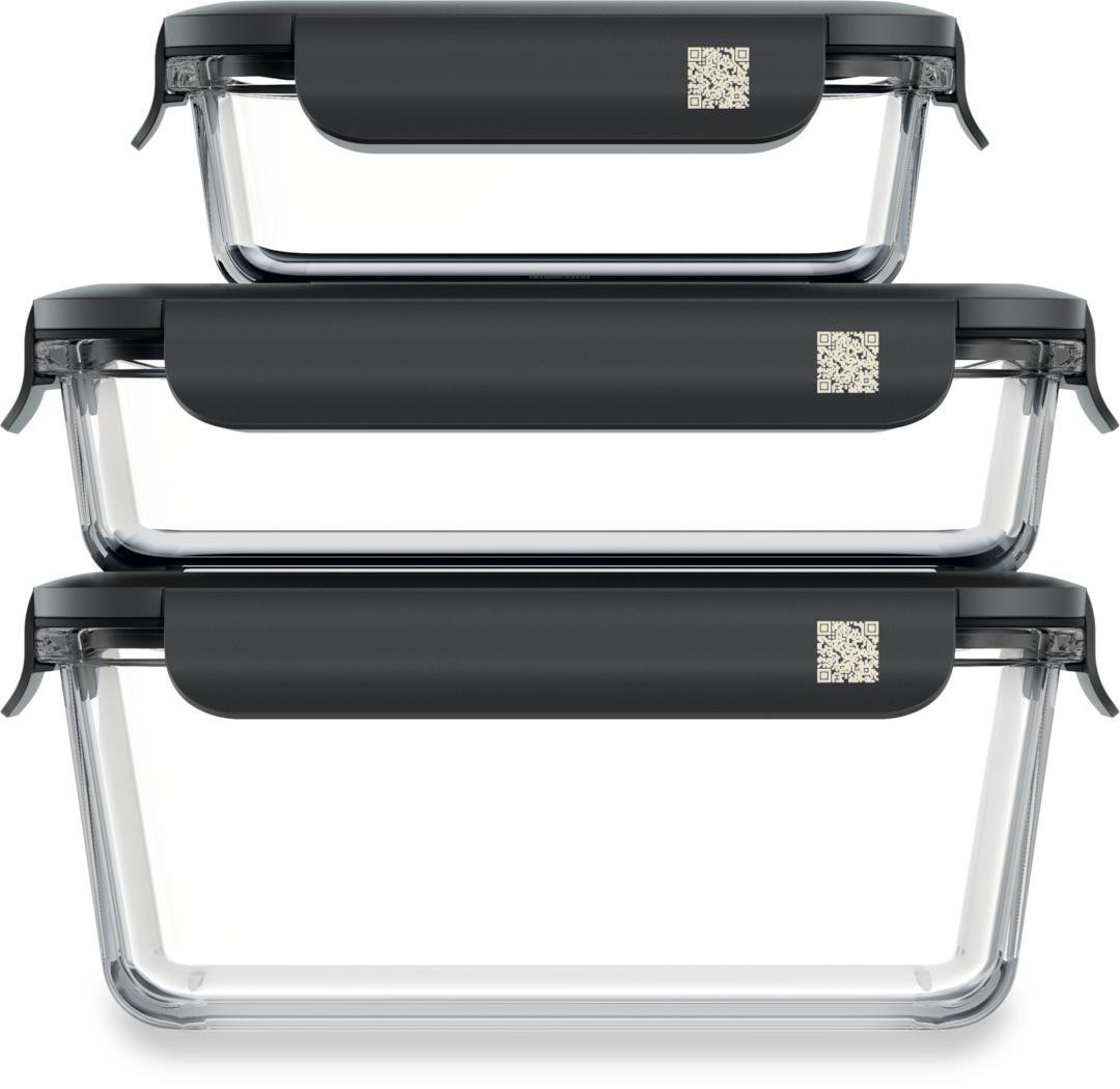 Miele GaLa rechthoekige container van borosilicaatglas, 3 liter, zwart en transparant