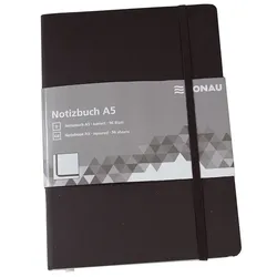 DONAU 1345100-01 Notizbuch - A5, kariert, 192 Seiten, schwarz