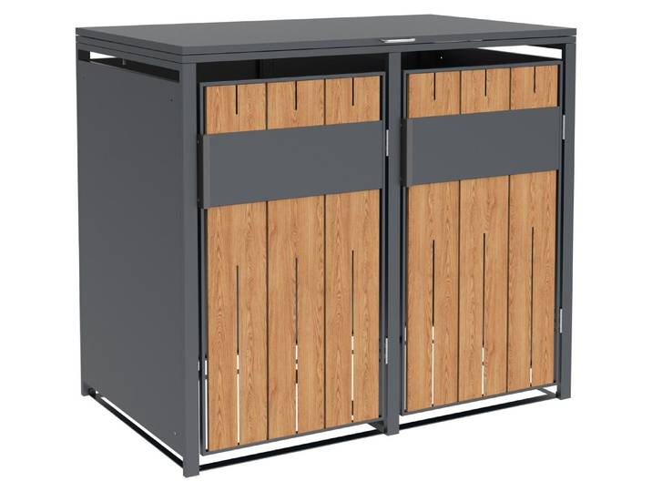 Westmann Varius 2 Metall Mülltonnenbox 2er 2x240 L Holzoptik