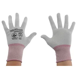 SAFEGUARD ESD-Handschuh, grau/beere, ohne Beschichtung, Nylon/Carbon, XS