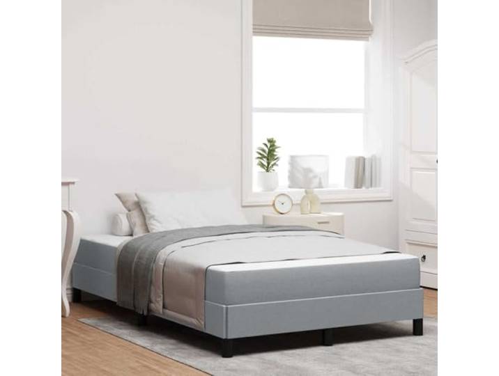 Atmungsaktiver Stoff Holzwerkstoff minimalistische Eleganz Boxspringbett Boxspringbett mit Matratze Hellgrau 120x200 cm Stoff Polsterbett mit Bonnellfedermatratze und Lattenrost für Schlafzimmer