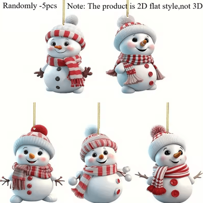 Inspire Curations 5PCS Acrylic Snowman Christmas Tree Hanging Ornaments Holiday Decorations randomly 5pcs