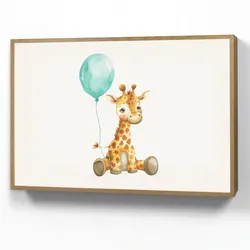 WANDLEUCHTE MIT AKKU Giraffe - Baby - Tiere - Blauer Ballon Dimmbar 90x60 cm Wandlampe