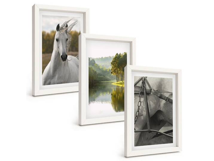 Tulup Bilder SET 3er Set - 20x30 cm Weißer Rahmen - Natur des Flusses White Horses, Kunststoff, Rechteckig, 20x30 cm, einfache und schnelle Anbringung, Bilder & Rahmen, Bilder