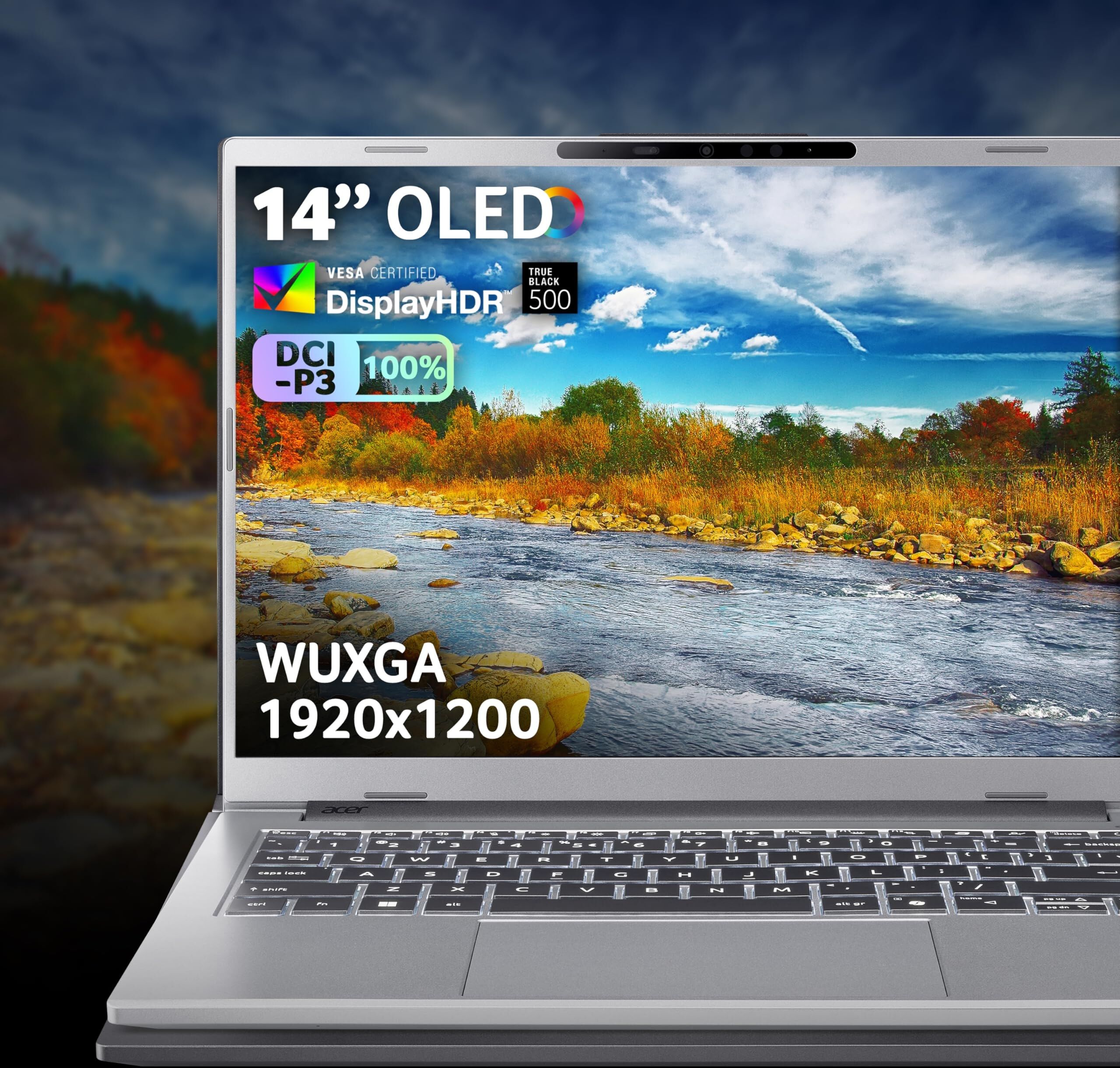 Acer Aspire 14 AI A14-61M Copilot+ Laptop - AMD Ryzen AI 7 350, 16GB RAM, 1TB SSD, 14 Inch WUXGA OLED - Silver