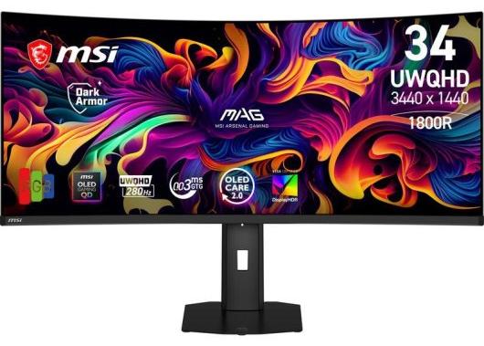 MSI MAG 341CQP QD-OLED X28, 86,4 cm (34"), 3440 x 1440 Pixel, UltraWide Quad HD, QD-OLED, 0,03 ms, Schwarz