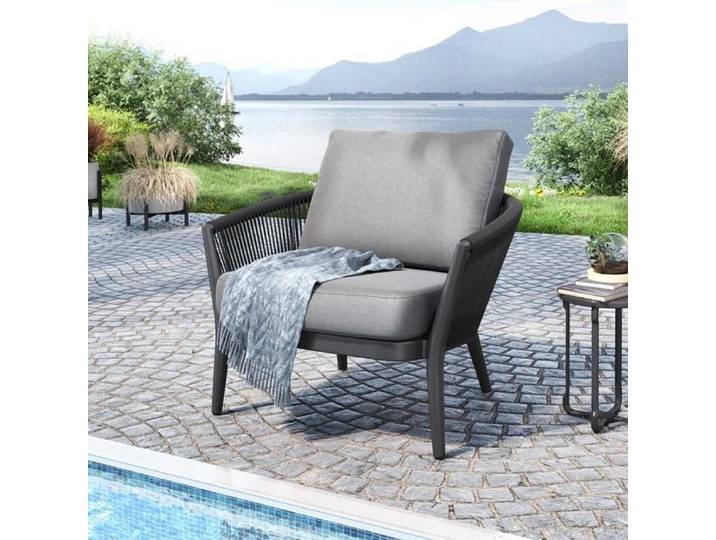 OUTLIV. Monet Loungesessel Aluminium/Rope/Olefin Schwarz Dunkelgrau