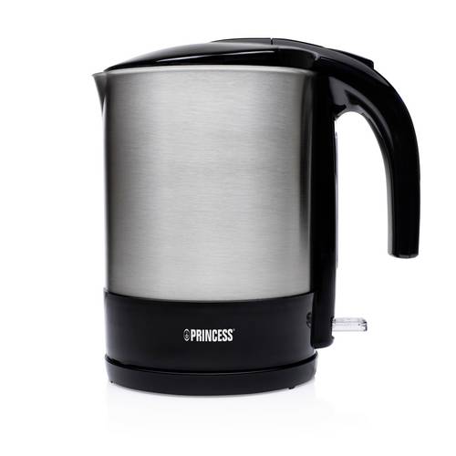 Princess 236039 Wasserkocher Überhitzungsschutz, Sichtfenster, Kontrollleuchte Schwarz, Edelstahl Fassungsvermögen: 1.7l