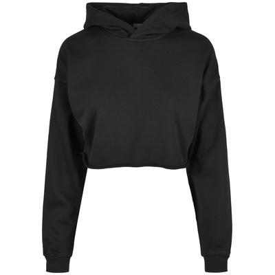 Sweatshirt URBAN CLASSICS "Urban Classics Damen Ladies Oversized Cropped Hoody", Damen, Gr. M, schwarz, 65% Baumwolle, 35% Polyester, unifarben, Rundhals, Sweatshirts Sweatshirt