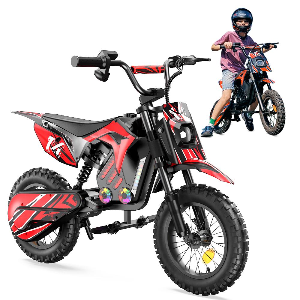 A14 Kinder Elektromotorrad 250W, Elektro Crossbike, 36V 5,2Ah Akku, 14 Zoll Reifen, Reichweite bis 22 km, bis 80 kg