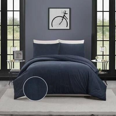 All Categories Goods Full Queen Corduroy Comforter Set Blue Makers Collective, Recycled Polyester Comforter, Cozy Shams, Easy Care Full Queen Corduroy Comforter Set Blue Makers Collective, Recycled Polyester Comforter, Cozy Shams, Easy Care