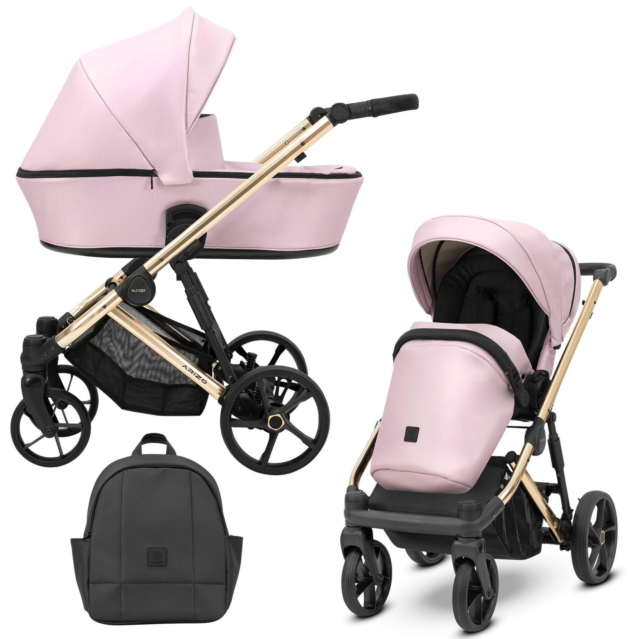 Kinderwagen Kunert Arizo Premium 2in1 - goldene Rahmenfarbe - Farbe: Baby Pink Eco
