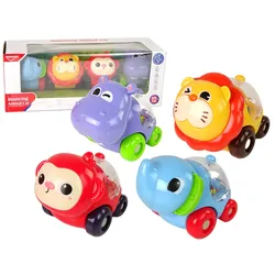 Set aus bunten Fahrzeugen mit Bällen