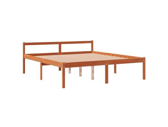 KTHLBRH Bett aus Massivholz Kiefer Braun Wachs 150 x 200 cm Sitzhöhe 44 cm, Latten aus Sperrholz inklusive, Abstand unter Bett 35 cm