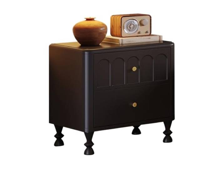 AZHKJKZH Nachttisch Retro Nachttisch Massivholz Lagerschrank for Schlafzimmer Wohnzimmer Schlafzimmer(Black)