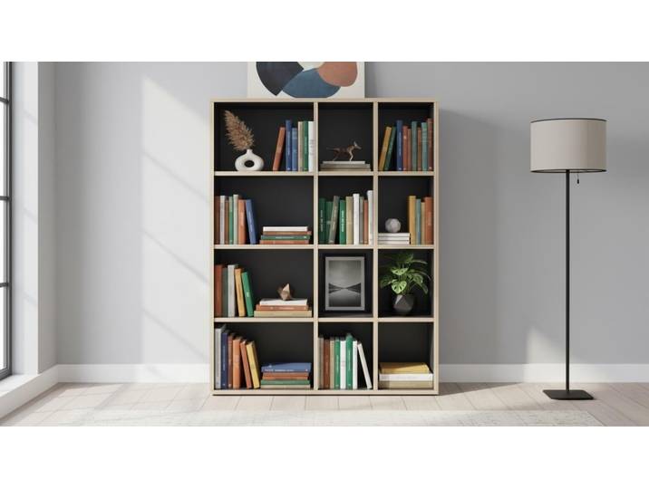 Pickawood Regal - Individualisierbar - Weiß/Grau/Schwarz Premium Dekore Schwarz Multiplex Kante