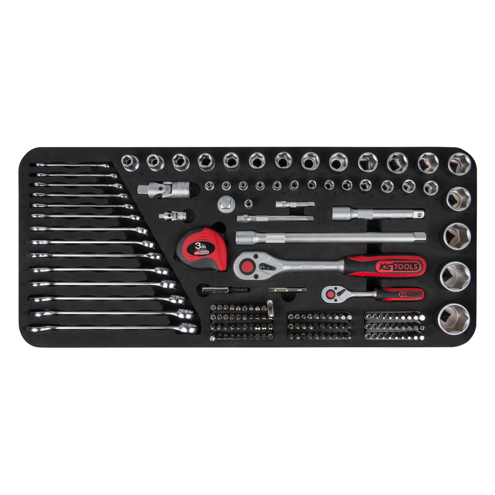 KS Tools TOOLBOX Steckschlüssel- und Ringmaulschlüssel-Satz, 154 Teile, Breite 620 mm (713.0155)