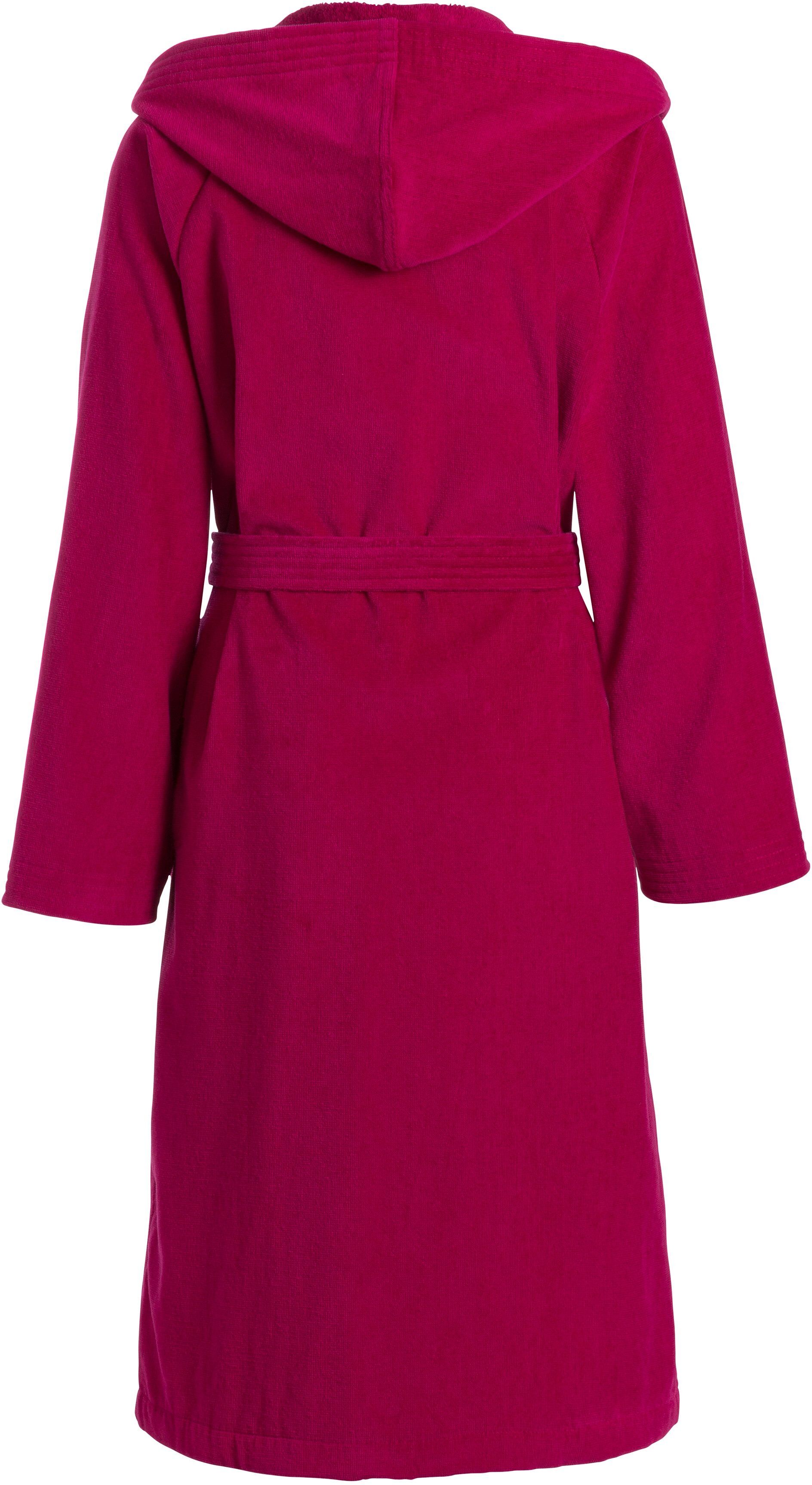Unisex-Bademantel VOSSEN "Texas, ideal für Sauna & Spa, Hotelbademantel, Morgenmantel" Gr. L, lila (cranberry), L:112cm, Webvelours, Hausmäntel, Unisex-Bademantel, für Damen & Herren cranberry L L: 112cm