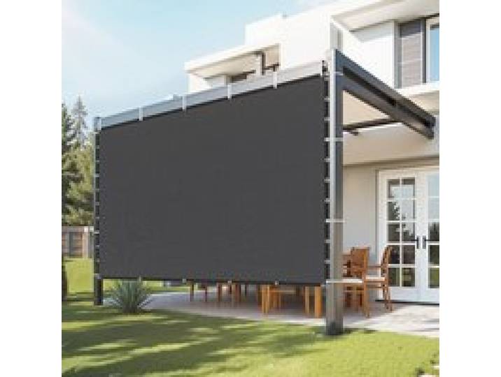 VEVOR 90 % Sonnenschutztuch Sichtschutz Schattenabdeckung (305 x 305 cm) für Pergola mit Edelstahlösen, Sonnensegeltuch mit 140 g/m² HDPE-Material, für Outdoor Terrasse Garten Hinterhof (Schwarz)