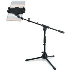 keepdrum Mikrofonständer MS01T niedriges Stativ mit Tablet-Halterung, Mikrofonständer, Schwarz