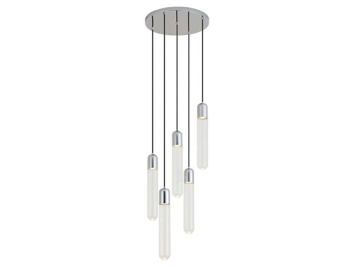 Qazqa Suspension Design Chromée Avec Verre Nervuré 5 Lumières -
