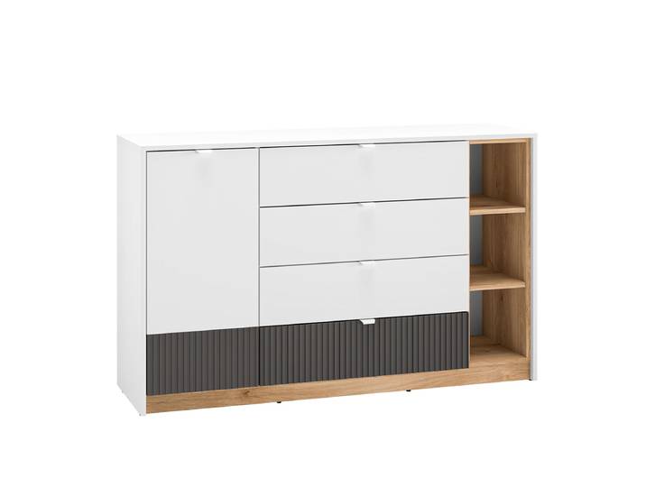 Buffet 1 porte 4 tiroirs Ronan Blanc