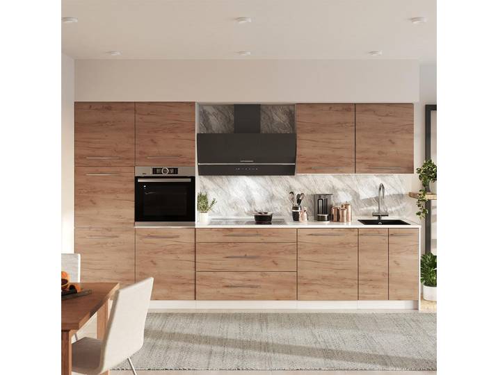 Cuisine Fame-line\, Chêne De Force Doré\, 340cm Sans Pt\, Vicco