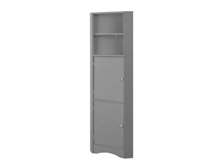 Modfu Badezimmerschrank 36.5x36.5x155cm in Grau, wasserdicht & kippsicher, 36.5x155x36.5 cm, Badezimmer, Badmöbel, Hochschränke