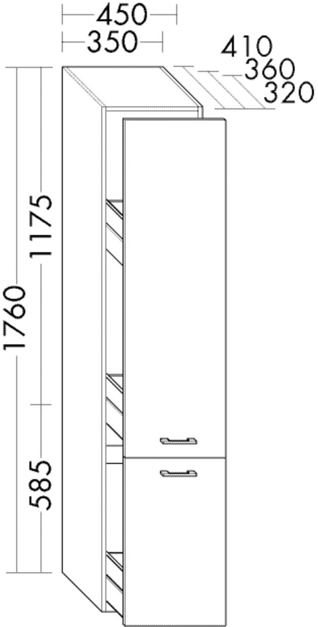 Burgbad Apothekerschrank Sys30 PG4 Sana 1760x350x360 Trend- oder RAL-Farbe HGL, HSQX035F5348 HSQX035F5348
