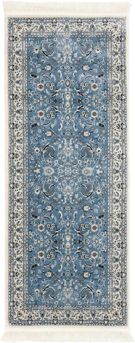 Oosters Vloerkleed in Perzische Stijl, Lichtblauw, Polyester, 80 x 200 cm