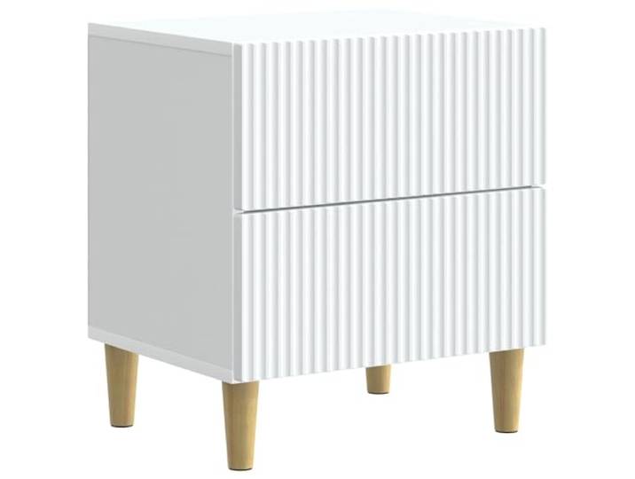 LMTYOENFG Nachttisch Weiß 43x34,5x48cm Nachtkonsole mit 2 Schubladen Modernes Rillendesign mit 2 Fächern für Ordnung im Schlafzimmer und Wohnbereich auf kompakter Stellfläche.