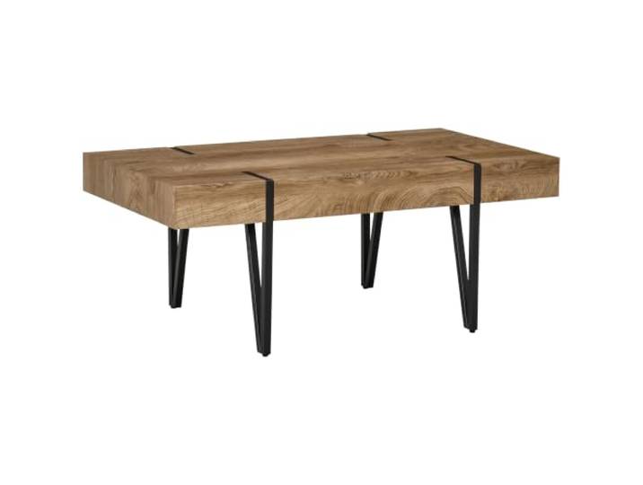 HOMCOM Couchtisch mit Verstellbaren Fußstützen 105 x 60 x 42 cm Naturholz Beistelltisch, Kaffeetisch, Sofatisch, Wohnzimmertisch, Industriedesign, MDF, Metall