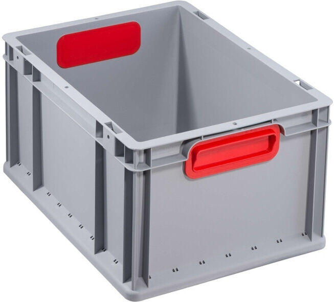 Conteneur de transport gerbable L400xl300xH220mm gris PP poignée fermée rouge pa ; Allit (456710)