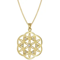 trendor 15950 Damen-Kette Mandala 925 Silber Vergoldet, 40 cm