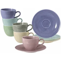 Seltmann Weiden Kaffeetassen mit Untertassen Beat Color Glaze 260 ml 6er Set