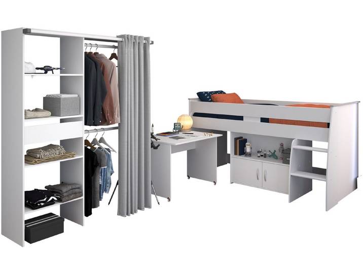 Parisot Jugendzimmer-Set Parisot Reverse 22, (Set, 2-tlg), Schreibtisch ausziehbar-belüftete Spanplatte als Lattenrost verwendbar