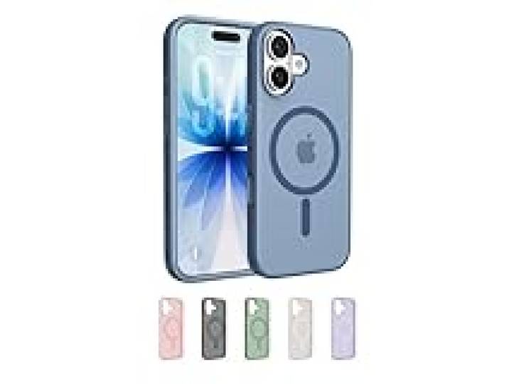 Belkin SheerForce Grip Coque iPhone 17, Coque de Protection Compatible MagSafe, Design Fin, Protection avec Rainures Antidérapantes, Magnétique et Anti-Impacts- Bleu