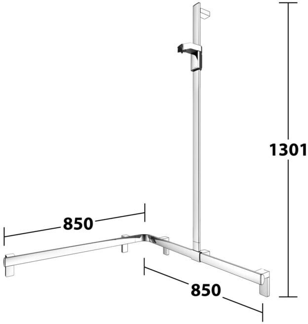 Keuco AXESS vc Barre de douche, 850/850mm, avec barre de douche, version droite (35015010101)