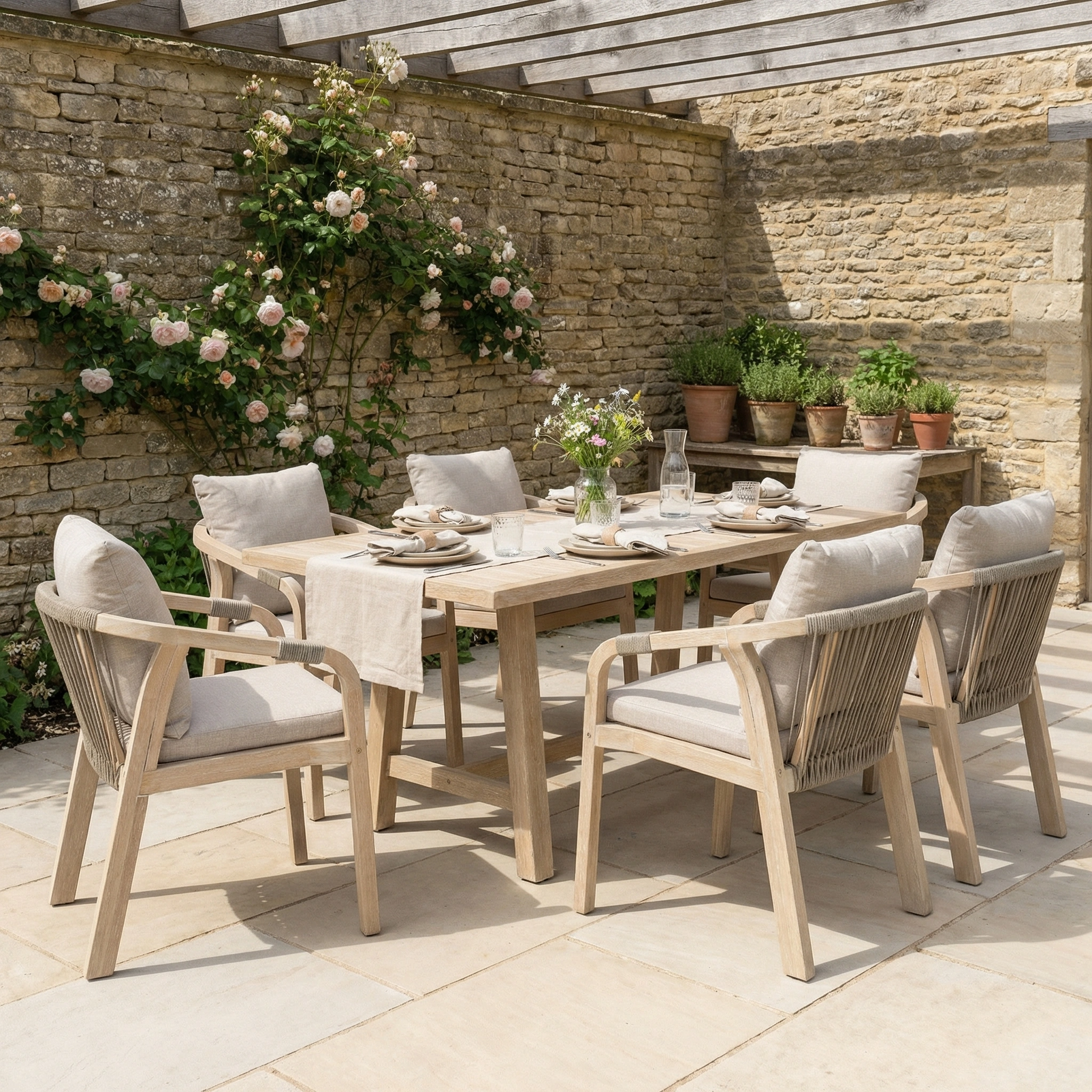 Harbour Lifestyle Quay 6 Seat Rectangular Dining Set in Mocha
