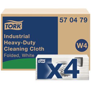 Tork Einwegtücher Industrial Heavy-Duty, 570479, W4, weiß, 1-lagig, gefaltet, Vlies, 35,5 x 41,5 cm, 4 x 60 Blatt