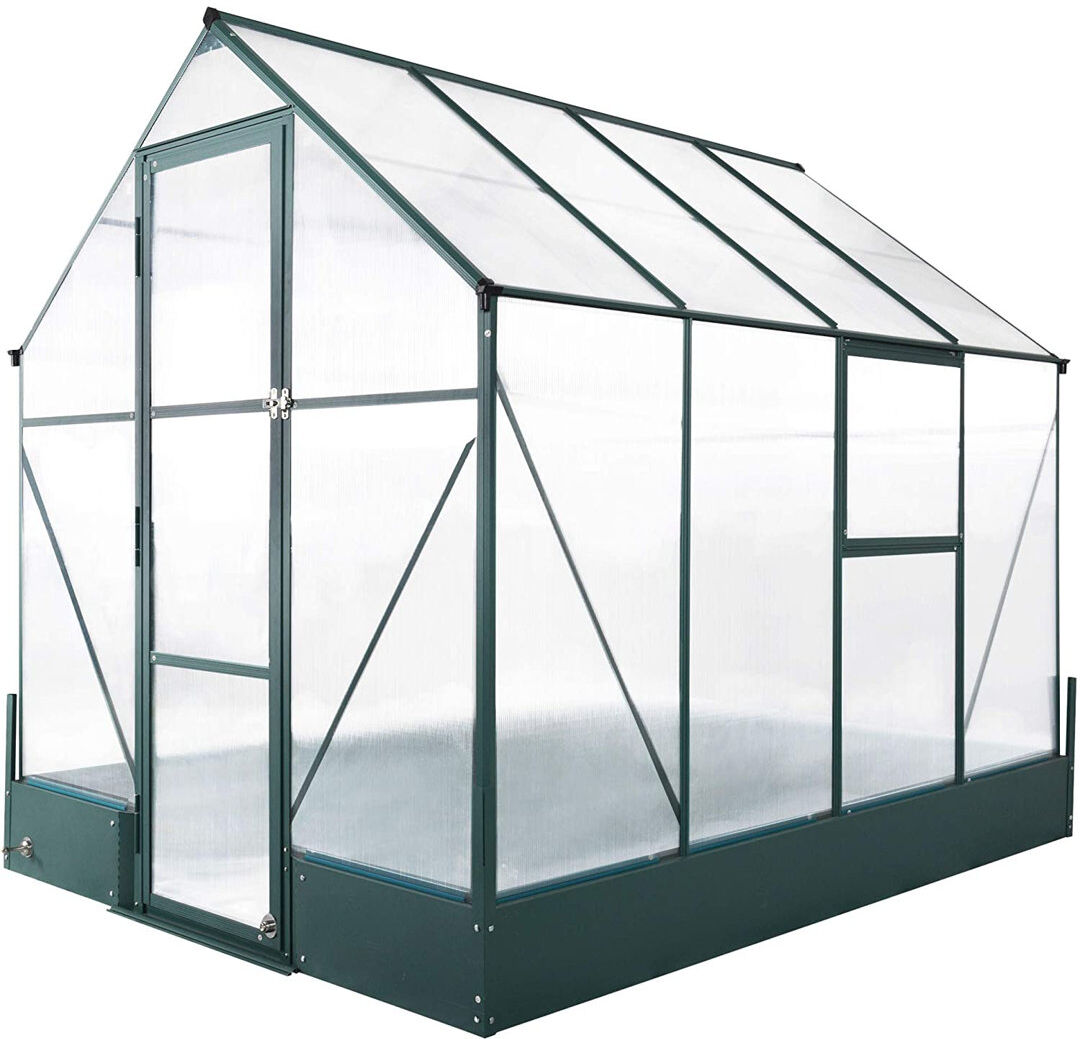 Dakota Fields Whitemore 6x8 FT Polycarbonate Greenhouse with Base, Raised Bed, Walk-in Clear 219cm H X 190cm W X 250cm D