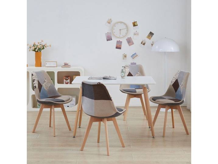 BenyLed Ensemble de Table à Manger avec 4 Chaises Scandinave pour Salle à Manger Cuisine Salon Gris Clair