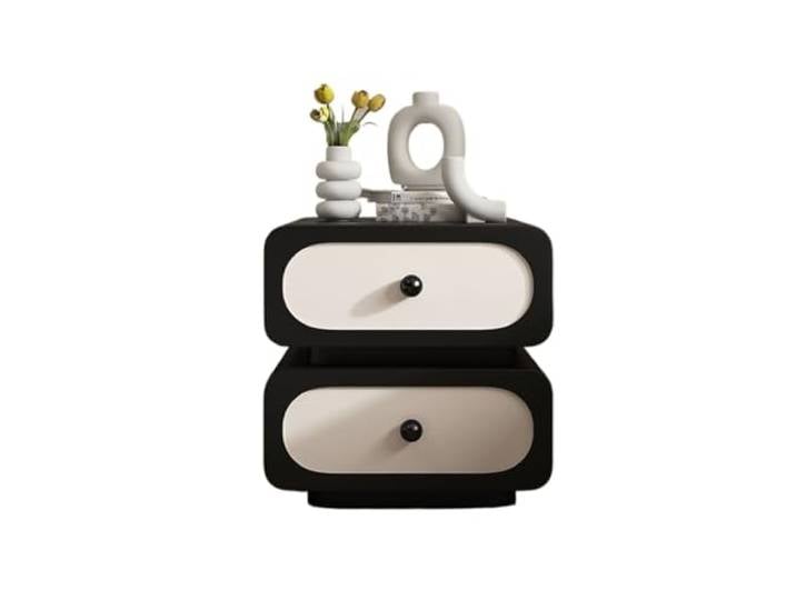AZHKJKZH Nachttisch Robuster Nachttisch Mit Doppelschubladen, Breite Platte Wohnzimmer Schlafzimmer(Black,45x40x50cm)