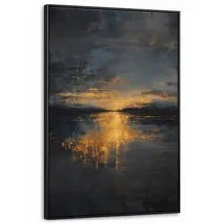 LEINWAND Bilder mit Rahmen - Goldene Reflexion auf dem Wasser - 100x150