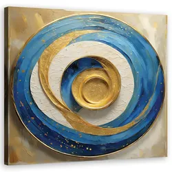 WANDBILD blau abstraktion rund